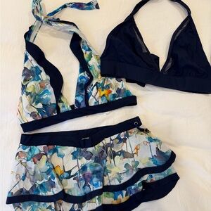 SHAN Navy Floral Swimwear